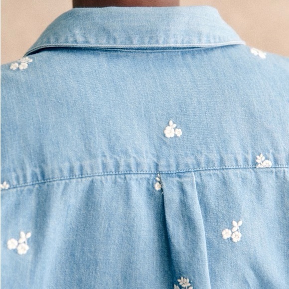 Sezane Tomboy Shirt- Denim Floral Size 40 - Picture 2 of 6